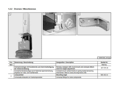 Demag Baugruppe Schienenräumer, mit Rundbürste und Klemmbefestigungfür Höhenverstellung, Anbaumaterial – Ansicht 2