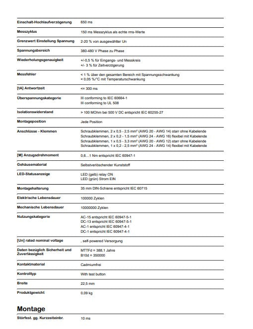 Netzüberwachung auf Phasenfolge, ausfall, Über-+Unterspannung, 380-480VAC – Ansicht 3