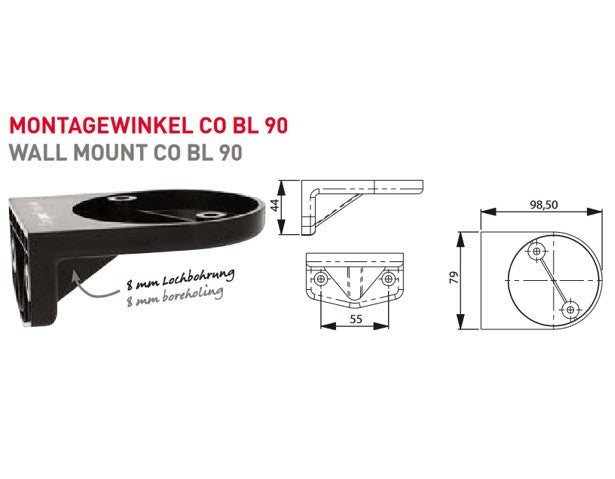 LED-Leuchte, Zubehör - Montagewinkel Rundleuchten, CO BL 90