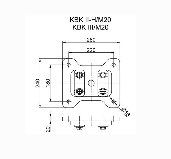 Demag Deckenlasche DV (Dübel M12 /verstellbar) für KBK II-H_KBK III_2600Kg