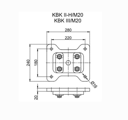 Demag Deckenlasche DV (Dübel M12 /verstellbar) für KBK II-H_KBK III_2600Kg