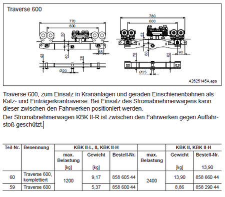 Demag Traverse 600 (Solo) Aluline KBK-A18/A22_KBK II, 1200Kg Traglast – Ansicht 4
