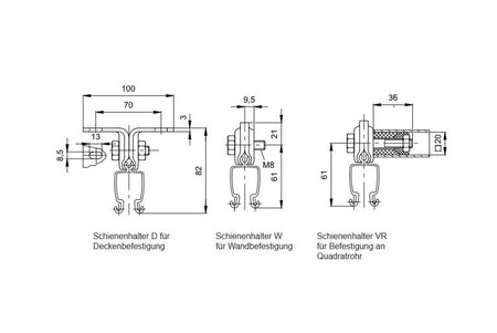 Demag KBK-0 Bahn, Laufschienen Aufhängung VR, Schleppsystem, Schleppleitung – Ansicht 2