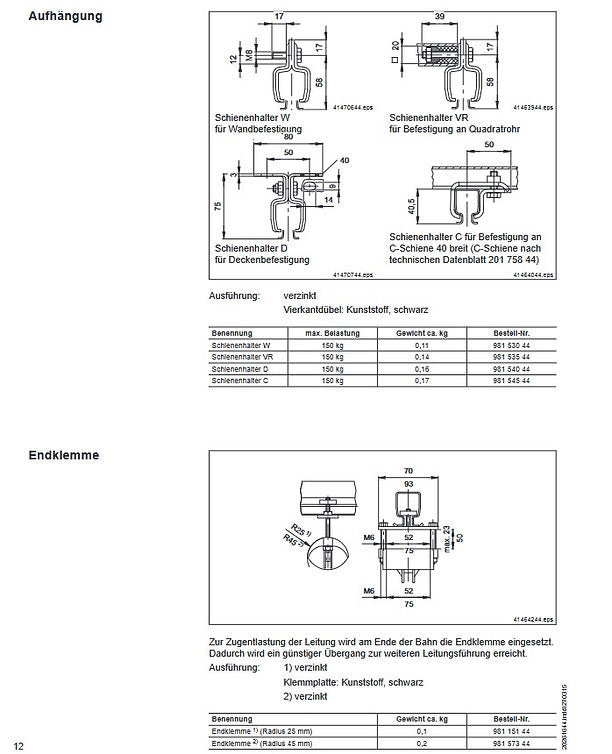 Demag KBK-25 Kabelwagen starr, Flachleitung bis 52mm, Schleppsystem, Schlepp – Ansicht 3