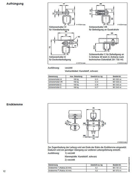 Demag KBK-25 Kabelwagen starr, Flachleitung bis 52mm, Schleppsystem, Schlepp – Ansicht 3