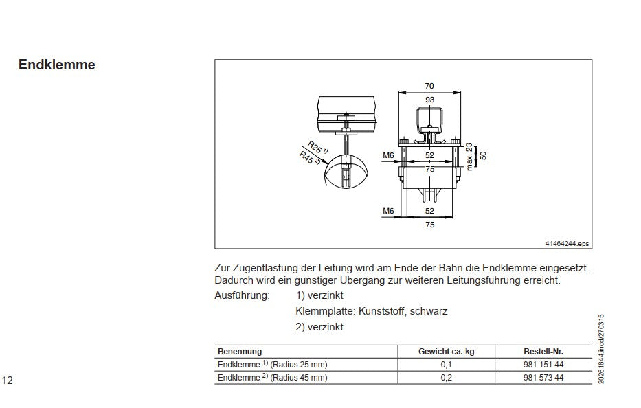 Demag KBK-25, Endklemme Metall R4, Kabel Festpunkt, Schleppsystem, Schle – Ansicht 3