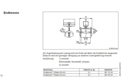 Demag KBK-25, Endklemme Metall R4, Kabel Festpunkt, Schleppsystem, Schle – Ansicht 3