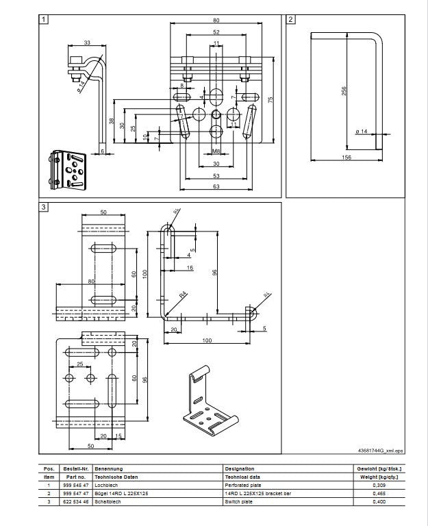 Demag Anbaumaterial 14RD L 225 x 125Schaltbügel, Schaltfahne – Ansicht 2