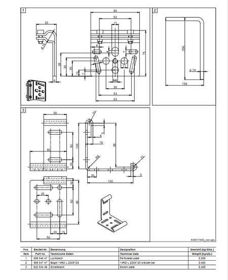 Demag Anbaumaterial 14RD L 225 x 125Schaltbügel, Schaltfahne – Ansicht 2