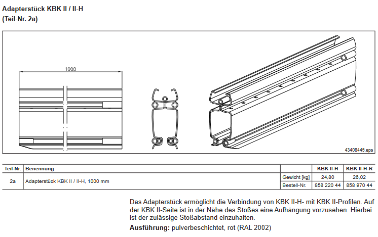 Demag Adapterstück KBK-II-R, KBK-II-H-R (mit inneliegende Stromschiene) – Ansicht 2