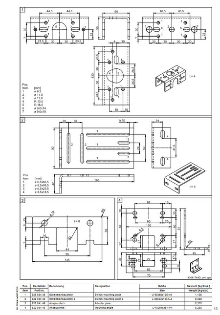 Demag Montageplatte Endschalter L-90x42x165 t=4Schalteranbaublech 2 S235JRG2C, Anbaumaterial – Ansicht 2