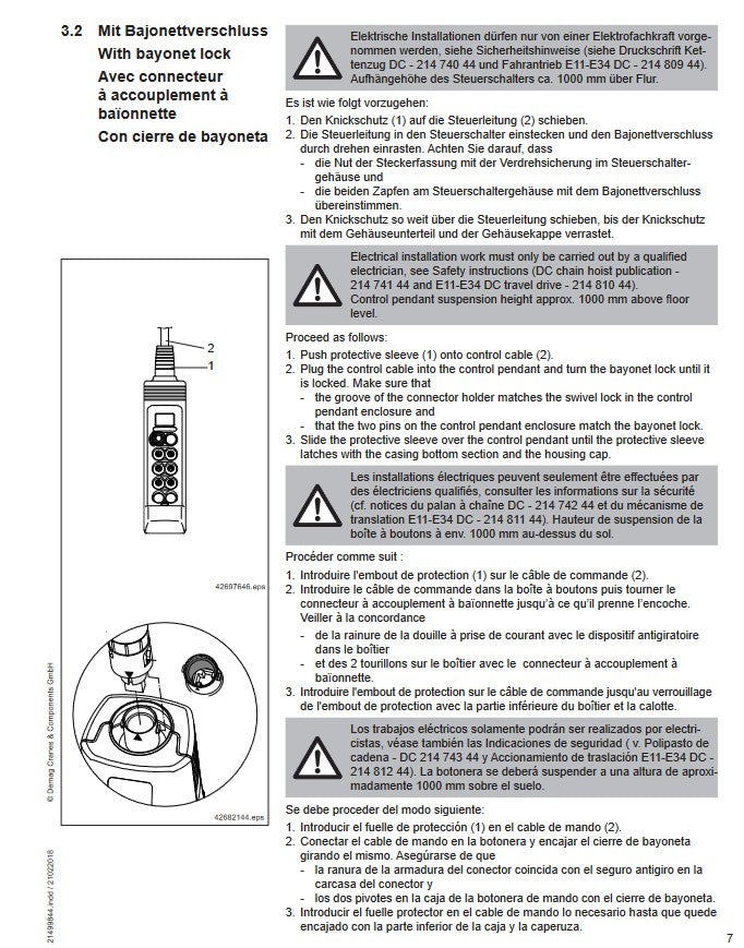 Demag DSE Steuerkabel DR-VStrg 6m für Seilzug DR – Ansicht 3