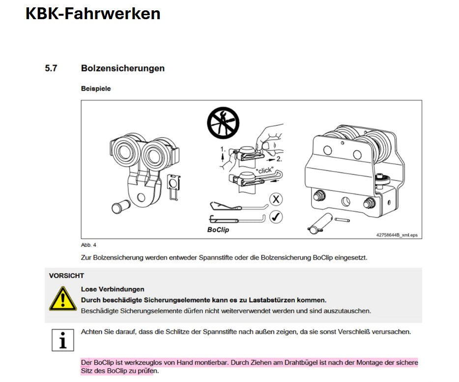 Demag Bo-Clip_Solo im 12ér Set, für Bolzen D20, Fahrwerke A18/22_KBK-II, II-H – Ansicht 2
