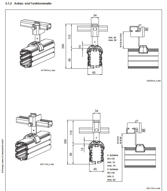 Demag DCL Stromschiene, Halter C-Schiene Set DCL-Pro, Aufhängung – Ansicht 2