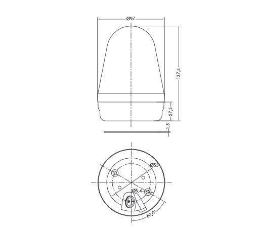 LED-Leuchte KLAR, 2_Funktionen (Dauerlicht / Blinklicht) 230VAV – Ansicht 4