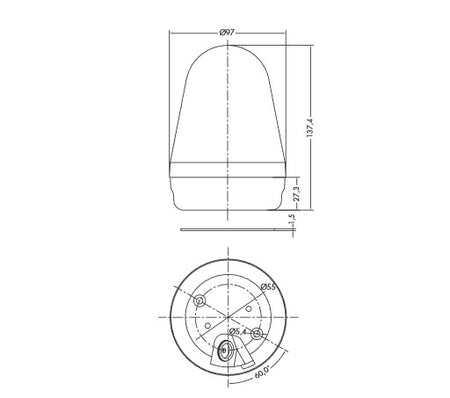 LED-Leuchte KLAR, 2_Funktionen (Dauerlicht / Blinklicht) 230VAV – Ansicht 4