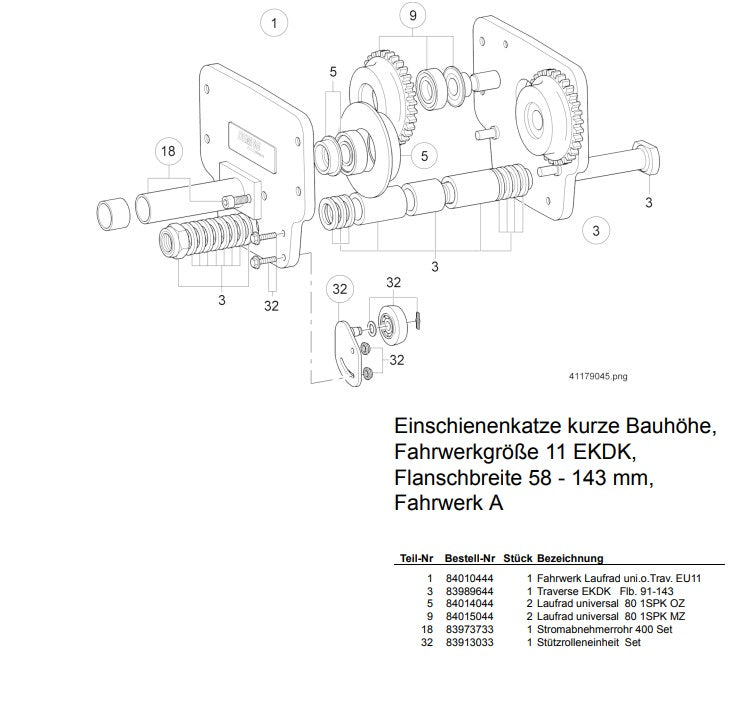 Demag Fahrwerk Laufrad Universal ohne Traverse EU11, 1350 kg – Ansicht 2