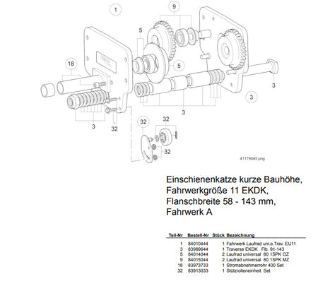 Demag Fahrwerk Laufrad Universal ohne Traverse EU11, 1350 kg – Ansicht 2