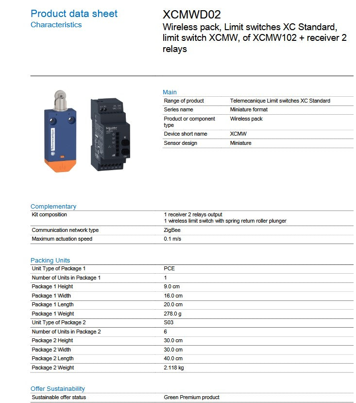 Drahtloser Positionsschalter XCMW, Empfänger 24..240 VAC / DC – Ansicht 2
