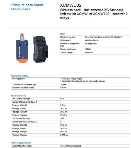 Drahtloser Positionsschalter XCMW, Empfänger 24..240 VAC / DC – Ansicht 2