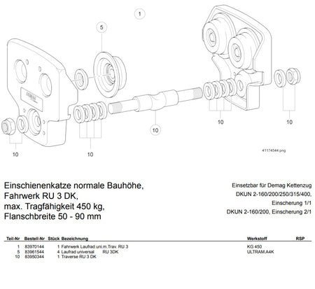 Demag Traverse RU3 DK, max. 450Kg – Ansicht 2