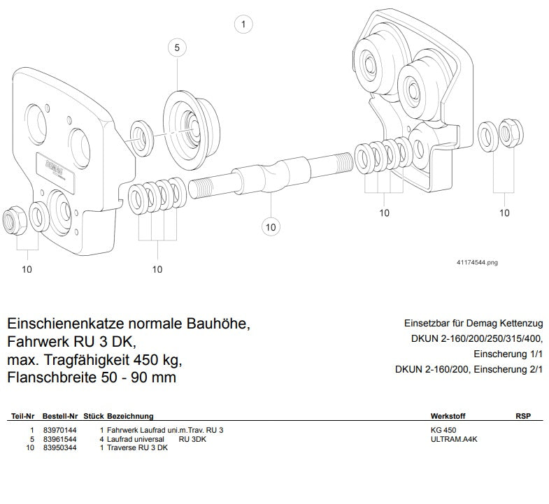 Demag Traverse RU3 DK, max. 450Kg – Ansicht 2