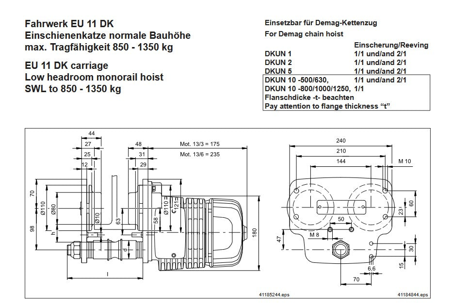 Demag Absturzsicherung Gr. 11, R/E K/U DK 1, DK 2. DK 5, DK 10 – Ansicht 3