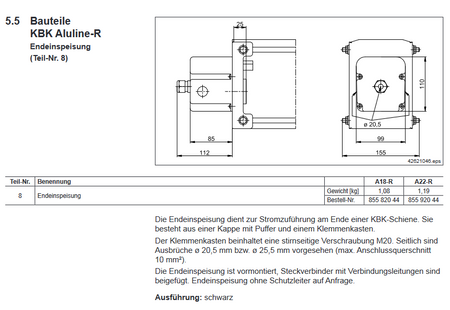 Demag Endeinspeisung KBK-A22-R, Endeinspeisung Schiene – Ansicht 2