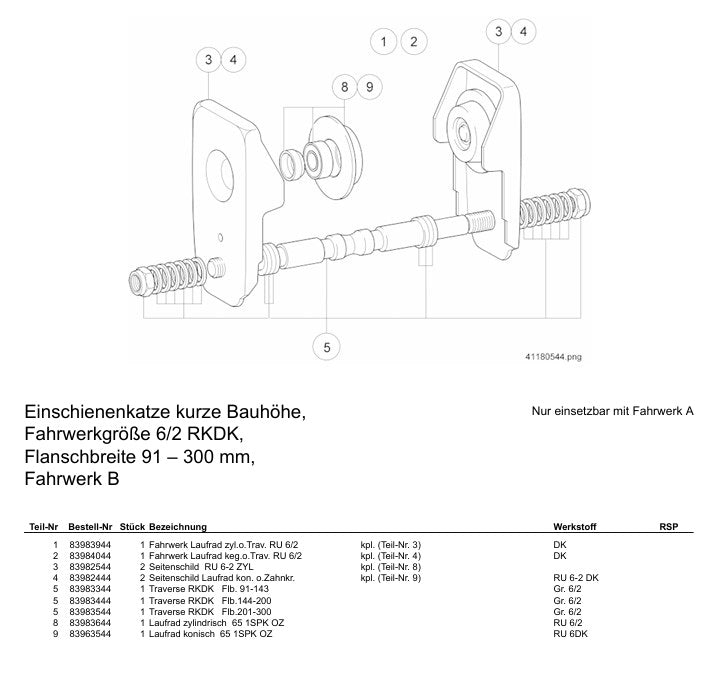Demag Fahrwerk Laufrad Zylindrisch ohne Traverse RU 6/2 DK – Ansicht 2