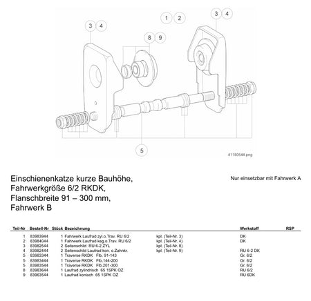 Demag Fahrwerk Laufrad Zylindrisch ohne Traverse RU 6/2 DK – Ansicht 2
