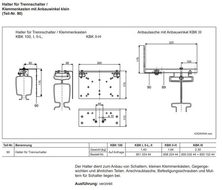 Demag Anschraublasche KBK, Schienenanbau, Anbau KBK Profile, KBK-I /-II /-II-H /-III – Ansicht 3