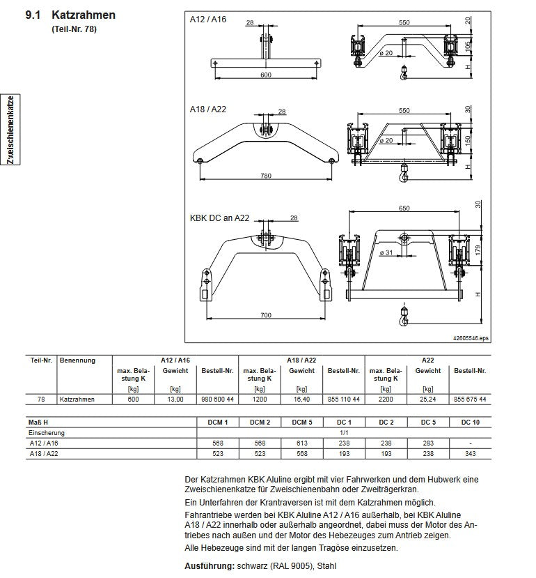 Demag Aluline KBK-A18/A22_KBK-II / II-L, Katzrahmen ohne Fahrwerke – Ansicht 2