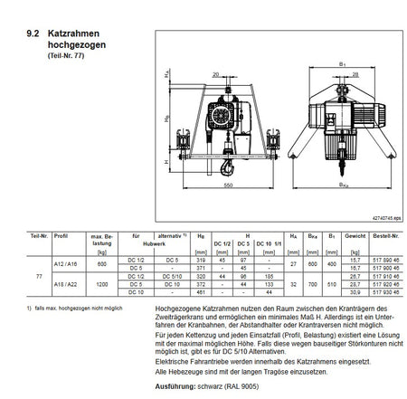 Demag Aluline KBK-A18/A22_KBK-II / II-L, Katzrahmen ohne Fahrwerke