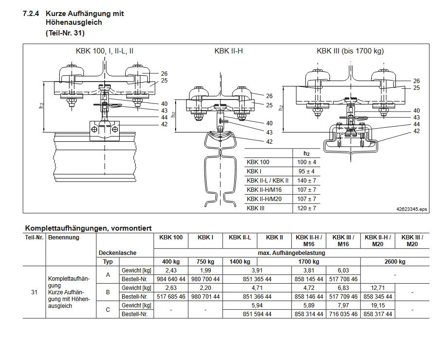 Demag Kugelschraube M16, für kurze Aufhängung KBK Stahl / Alu – Ansicht 2