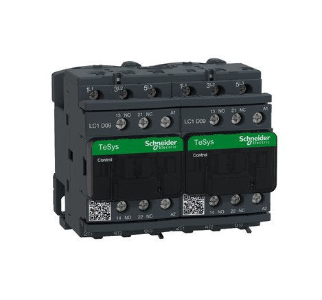 Wendeschützkombination, 4KW, 9A, Spule 230 VAC, LC1D 3p, +1S+1Ö, Leistungs