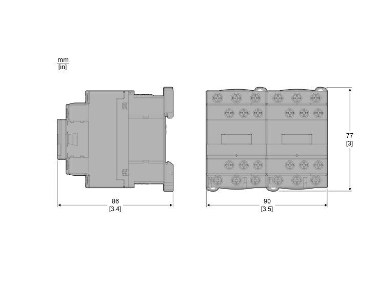 Wendeschützkombination, 7,5KW, 18A, Spule 24 VDC, LC1D 3p, +1S+1Ö, Leistung – Ansicht 2