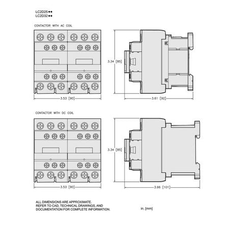 Wendeschützkombination, 15KW, 32A, Spule 24 VDC, LC1D 3p, +1S+1Ö – Ansicht 2