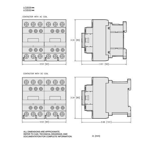 Wendeschützkombination, 15KW, 32A, Spule 24 VDC, LC1D 3p, +1S+1Ö – Ansicht 2
