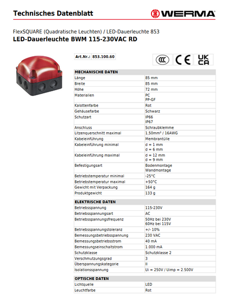 LED-Dauerleuchte BWM 115-230VAC RD – Ansicht 3