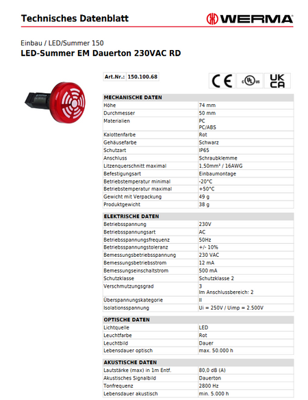 LED-Summer EM Dauerton 230V RD – Ansicht 4