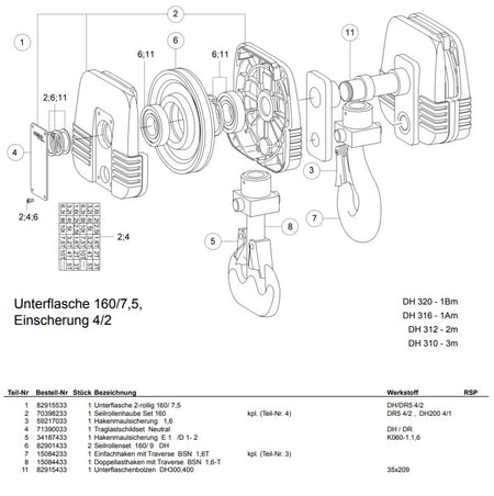 Demag Seilrollenset 9 mm, 160/9 DH300 – Ansicht 2