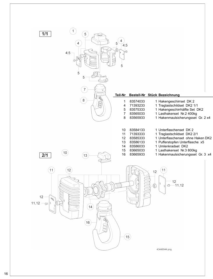 Demag Lasthaken einzeln , für Hakengeschirrset DK 1-2 in 2/1 _ DK 5 in 1/1 - Nr.3 800kg (auch passend DC5 – Ansicht 3