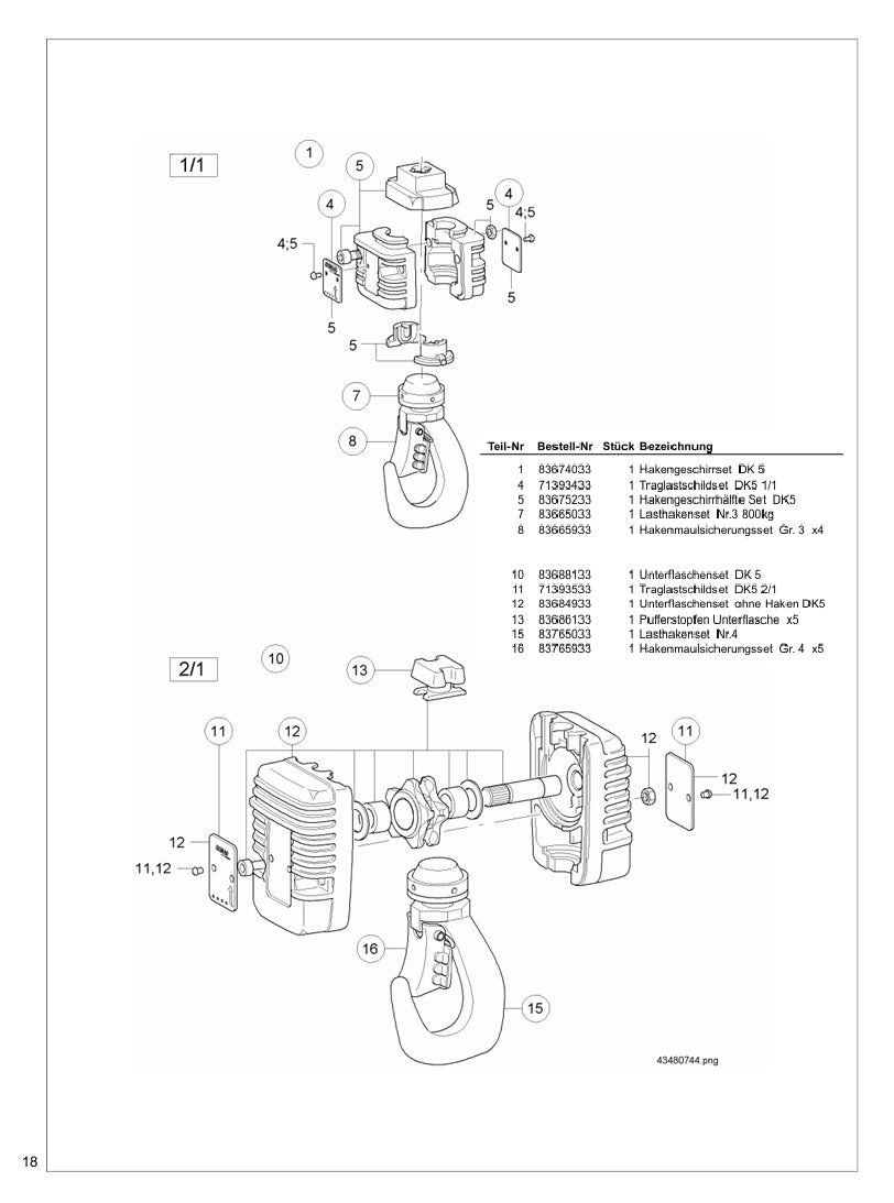 Demag Lasthaken einzeln , für Hakengeschirrset DK 1-2 in 2/1 _ DK 5 in 1/1 - Nr.3 800kg (auch passend DC5 – Ansicht 4