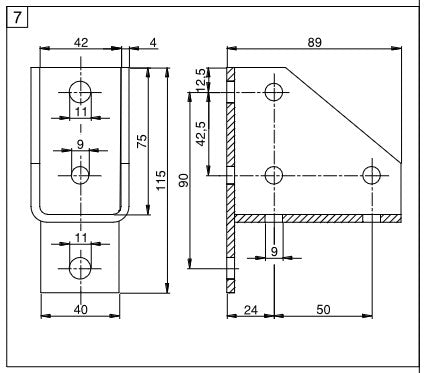 Demag Winkel Montage 89 x 89mm, für C-Schiene, Montagewinkel, Konsole, Anbaumaterial – Ansicht 2