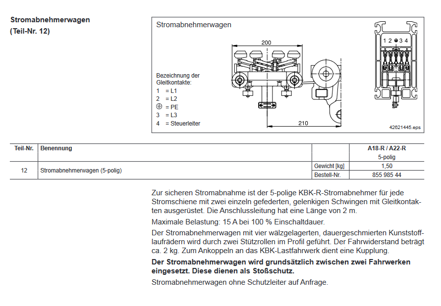 Demag Stromabnehmerwagen KBK-A-18R/22R, Aluline, 4 polig – Ansicht 2