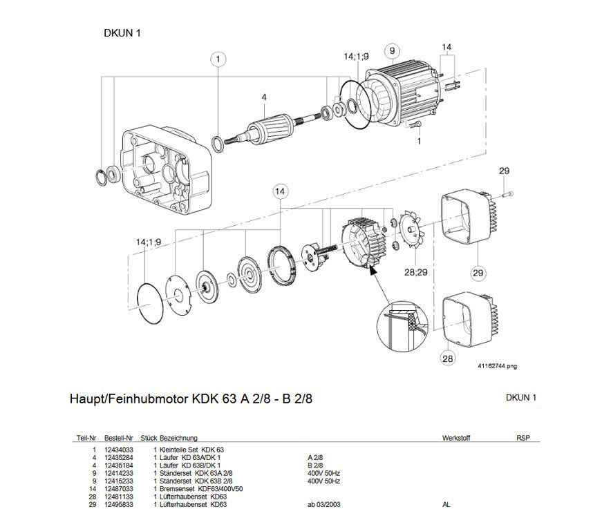 Demag Bremsenset KD 63, Aluminium, für Motor KDF und DKUN-1, 400V50 – Ansicht 3