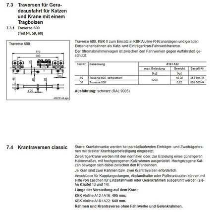 Demag Traverse 600 (Solo) Aluline KBK-A18/A22_KBK II, 1200Kg Traglast – Ansicht 3
