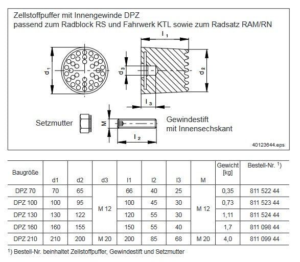 Demag Puffer 200 X 166, M20 MU Gummi 71 A, Radblocksystem DRS, RS – Ansicht 2