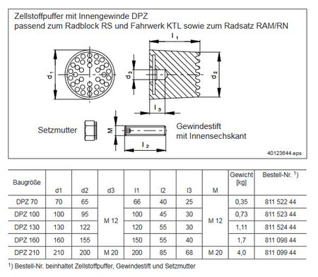 Demag Puffer 200 X 166, M20 MU Gummi 71 A, Radblocksystem DRS, RS – Ansicht 2