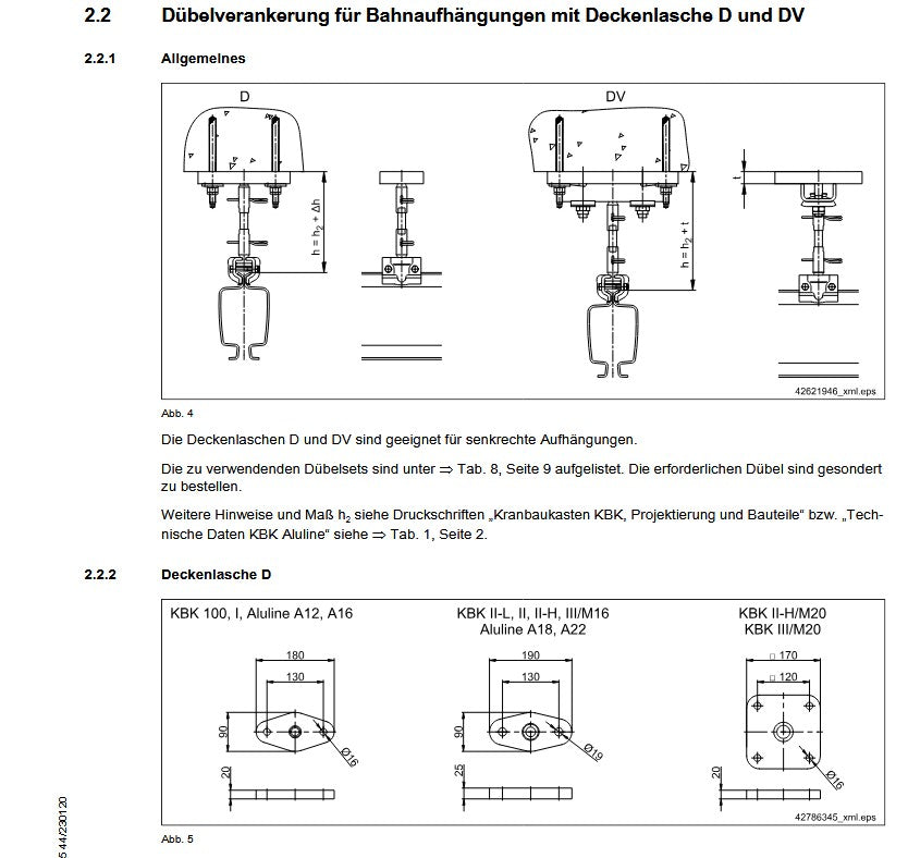 Demag Deckenlasche D (Dübel M16) für KBK II-L_KBKII-H/M16_KBK100 A18/A22_1700Kg – Ansicht 2